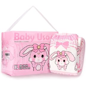 Littleforbig Adult Printed Diaper 10 Pieces - Baby Usagi (Medium 28"-38")