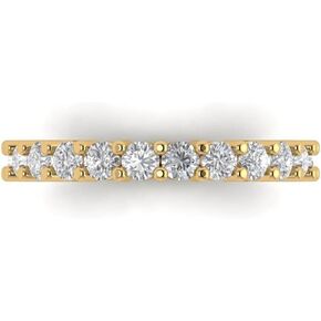 Clara Pucci 1.52 ct Brilliant Round Cut Genuine Natural Diamonds VS1-2 G-H 18K White Gold Eternity Bridal Engagement Wedding Band