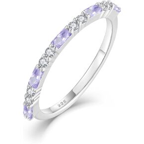 Birthstone Stackable Rings 925 Sterling Silver 1.5mm Eternity Bands Rings for Women CZ Jewelry for Women Size 5-10