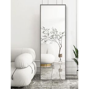 هكتار كبير كامل الطول المرآة 64''x21 '' لغرفة النوم ، وارتداء مرآة كاملة الجسم قائمة أو مثبتة على الحائط (رمادي)