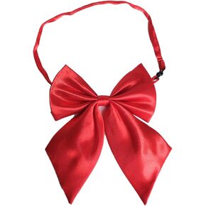 Women's Solid Color Bow Tie Adjustable Ribbon School Student Sailor Suit Bowknot (Red)