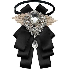 Bow Tie for Women, Womens Bow Tie Rhinestone Solid Color Bowtie for Party Banque School Prom Graduation Leisure