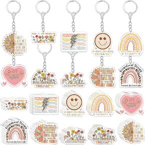 Sureio 20 Pcs Occupational Therapy Keychains Bulk Occupational Therapist Gifts OT Acrylic Keychains Occupational Therapist Appreciation Gifts Occupational Therapy Month Thank You Gifts for OT Birthday