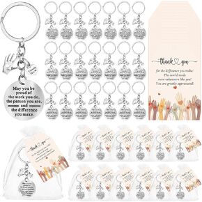 Sureio Volunteer Thank You Gifts Appreciation Keychains Bulk with Cards gift Bags for Volunteer Recognition Day Party Favors