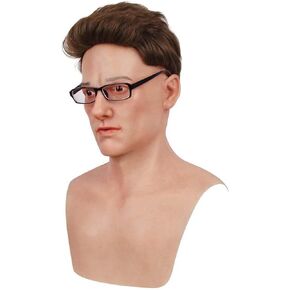Realistic Silicone Young Man Face Masks Handsome Bell Halloween Full Head Mask for Crossdresser Cosplay Props