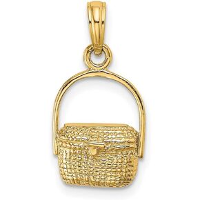 JewelryWeb 14k Gold Nantucket Basket 2 d Charm 13.6x10.85mm Wide 3.55mm Thick Pendant Necklace for Women