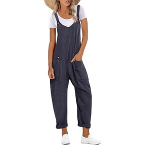Yesno Women's Corduroy v Neck Harem Bhecletits قابلة للتعديل الأشرطة الزرة غير الرسمية
