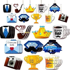 24 Pcs 4th of July Patriotic Ornaments for Tree Wooden Memorial Day Decorations Red White Blue Hanging Ornament America Star Gnome Wood Cutout Independence Day Decor for Home Tree (Patriotic) in Kuwait