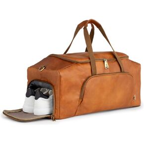 Berliner Bags Vintage Genuine Leather Duffle Denver M for Travel or the Gym, Weekender Bag, Overnight Bag for Men and Women - Brown