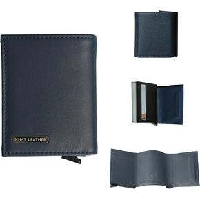 Pop Up Leather Wallet For Men (Grey & Navy)