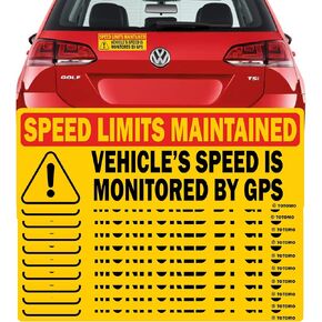(10 Pack) Red Vehicle Speed is Monitored by GPS Speed Limits are maintained Magnet Sticker 10"x3.5" Highly Reflective Premium Quality Fleet Car Truck Van Safety Caution Sign