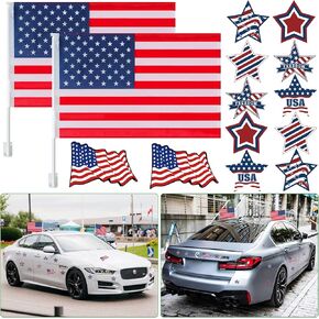 Tugaizi US American Car أعلام مع مقاطع نوافذ على شكل نجم وطني مغناطيسات العلم الأمريكي ، ليوم الذكرى العسكرية يوم المحاربين القدامى يوم الاستقلال الرابع من يوليو