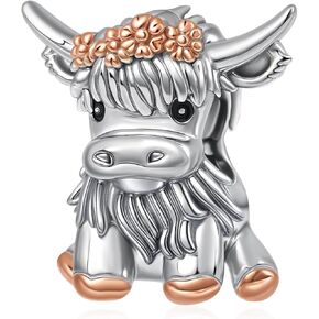 Scottish Highland Cow Charms for Women 925 Sterling Silver Cow Beads Charms for Bracelet Cute Highland Cow Jewelry Gifts for Women