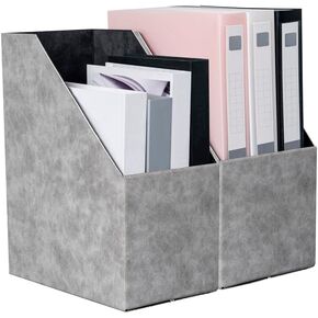 Practical 2-Piece Leather Magazine Rack Set, Perfect for Home Office Desks, Bookshelves, or Classrooms