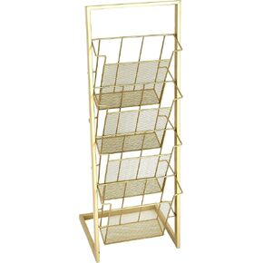 Deco 79 Contemporary Metal Rectangle Magazine Holder, 12" x 10" x 34", Gold