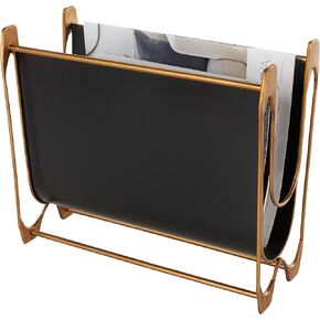 Deco 79 Metal Devinative Magazine Magazine Magazine Magazine Rack مع حامل نحاسي ، حامل ملف 15 "× 7" × 13 "، أسود
