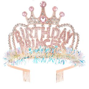التاج عيد ميلاد للنساء ، عيد ميلاد وردي الأميرة تاج العيد عيد ميلاد سعيد ، عيد ميلاد فتاة التاج عيد ميلاد الأميرة تيارا ديكورات عيد ميلاد الهدايا