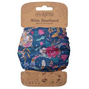 Karma Snakes Headband for Women - Wide - Fabric Headband and Stretchy Hair Scarf - Blue