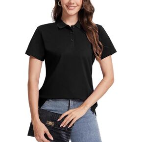 SMENG Womens Polo Shirts 3-Button Cotton Short Sleeve Shirt Collared Golf Shirt Breathable Casual Workout Summer Tops