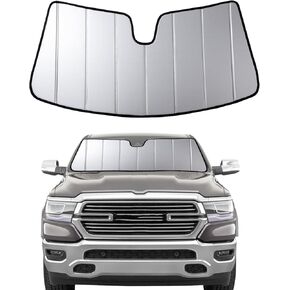 2019-2025 Car Windshield Sun Shade for 2019 2020 2021 2022 2023 2024 2025 Dodge RAM 1500 Automotive Front Window Sunscreen Sunshade（10 inch Wide Sensor）