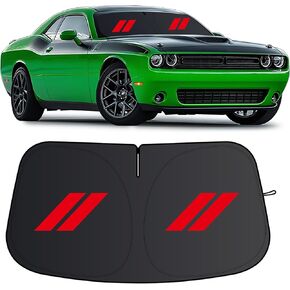 Windshield Sun Shade for Dodge Challenger 2015-2024 ، 300T Silver Sins Sun Visor Formal Front Window Sunshade Sun Visor Protector Block الأشعة فوق البنفسجية （2015-2024）