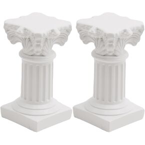 2Pcs White Roman Pillar Statues Greek Columns Candle Holder Mini Roman Pillar Greek Columns Mini Resin Decorations for Wedding Table Garden Home Decoration