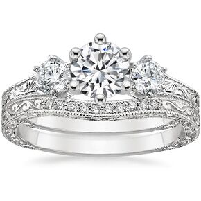 Moissanite Ring Set for Women Engagement Rings Wedding Band 2CTW 1CT Center 925 Sterling Silver Round Cut D Color VVS1 Bridal Sets White Gold