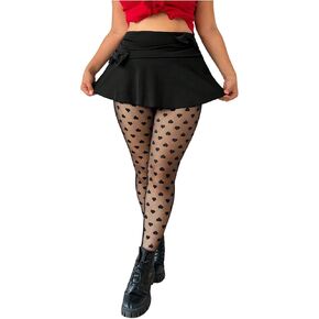 SHENHE Women's Plus Size Patterned Heart Tights Mesh Sheer Stockings High Waist Pantyhose