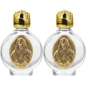 DOITOOL 2Pcs Glass Holy Water Bottle Holy Water Containers Refillable Catholic Holy Water Dispenser Empty Perfume Containers for Catholic Christian Halloween Baptism Party Church, Sliver, Silver