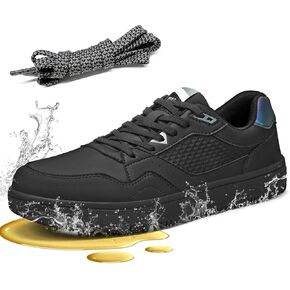 SPIEZ Non Slip Work Shoes Men Women, Oil Stain Slip Resistant Food Service Shoes, Breathable Lightweight Fashion Sneakers for Standing All Day Black US4.5-13.5