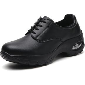 Womens Lightweight Nursing Shoes Slip Resistant Faux Leather Lace Up Comfortable Oxford Work Shoes