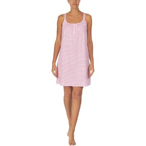 Lauren Ralph Lauren Knit Double Strap Button Neck Gown Pink Stripe MD (US 8-10)