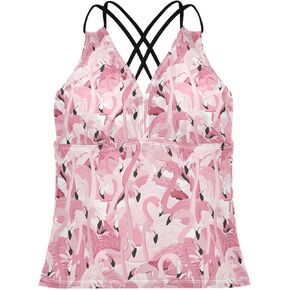 نساء Tankini Top Cross Back Swimsuits v أحزمة الاستحمام القابلة للتعديل