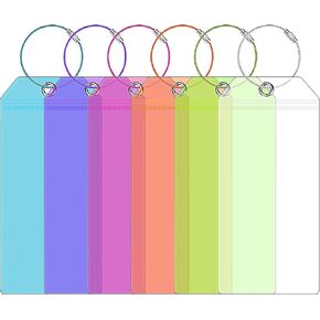 Luggage Tags 6 Pack PVC Airplane Travel Suitcases Tags Colorful Waterproof Reusable Flexible Tag Holders for Baggage, Tool Bag, Storage Box