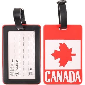 2pcs Canada Flag Luggage Tag Maple Leaf National Banner Flags Travel Suitcase Baggage Bag Tag ID Labels Luggage Identifier for Women Men Girls Travel
