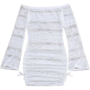 SOLY HUX Girl's Off The Shoulder Long Sleeve Cover Up Dress Beach Vacation Clothes