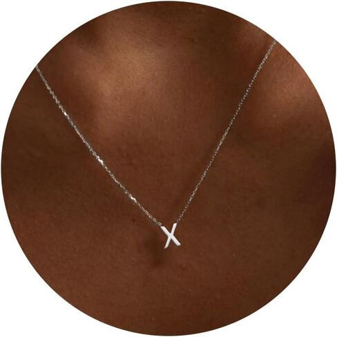 Initial Necklaces for Women,Dainty Silver Letter Necklace Name Personalized Monogram Pendant Necklace Simple Cute Initial Necklace Choker Necklace for Women Trendy Silver Jewelry Gifts in Kuwait