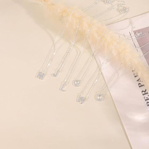 قلادة أولية للنساء ، قلادة فضية لذيذة اسم قلادة مونوجرام مونوجرام قلادة بسيطة قلادة قلادة أولية بسيطة للنساء هدايا المجوهرات الفضية العصرية in Kuwait