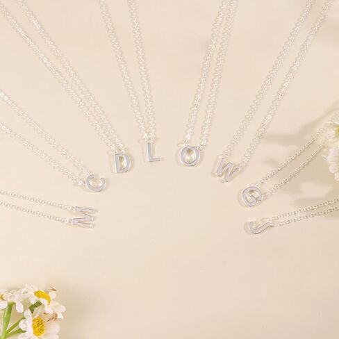 قلادة أولية للنساء ، قلادة فضية لذيذة اسم قلادة مونوجرام مونوجرام قلادة بسيطة قلادة قلادة أولية بسيطة للنساء هدايا المجوهرات الفضية العصرية in Kuwait