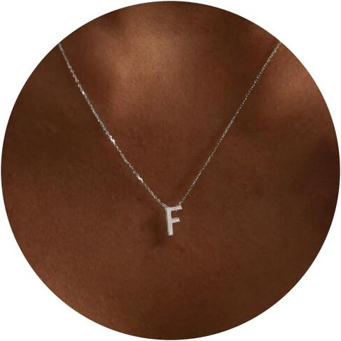 قلادة أولية للنساء ، قلادة فضية لذيذة اسم قلادة مونوجرام مونوجرام قلادة بسيطة قلادة قلادة أولية بسيطة للنساء هدايا المجوهرات الفضية العصرية in Kuwait