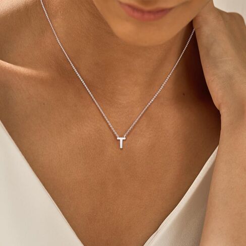 قلادة أولية للنساء ، قلادة فضية لذيذة اسم قلادة مونوجرام مونوجرام قلادة بسيطة قلادة قلادة أولية بسيطة للنساء هدايا المجوهرات الفضية العصرية in Kuwait