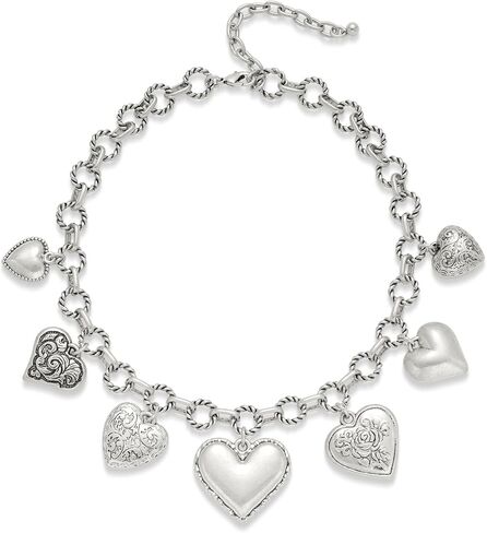 Vintage Heart Necklace Dainty 14k Gold Plated Charm Necklace for Women Hypoallergenic Heart Pendant Choker Necklace Chunky Silver Heart Necklace Statement Necklaces for Women Trendy in Kuwait