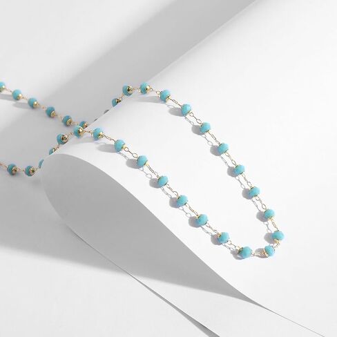Beaded Choker Necklace for Women Dainty 14K Gold Plated Crystal Necklace Gold Bead Necklace Boho Choker Necklace Gemstone Beaded Necklace Jewelry Gifts for Women in Kuwait