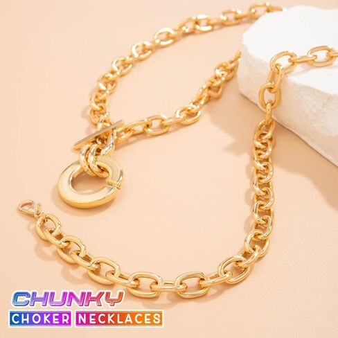 CLOACE Chunky Choker Necklaces Layered Pendant Necklace Chain Punk Thick Necklace Accessories for Women in Saudi Arabia