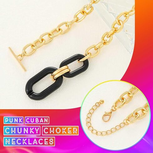 CLOACE Chunky Choker Necklaces Layered Pendant Necklace Chain Punk Thick Necklace Accessories for Women in Kuwait