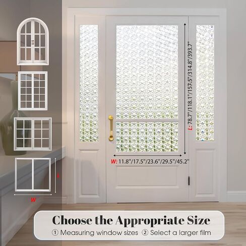 Windimiley Window Privacy Film ، Window Window Window Contains Control UV ، Frosted Rainbow Bathrate Film Diamond 3D Static Static Clings ، Peel and Stick Window Lint for Home (Pure ، 17.5 × 78.7 بوصة) in Kuwait