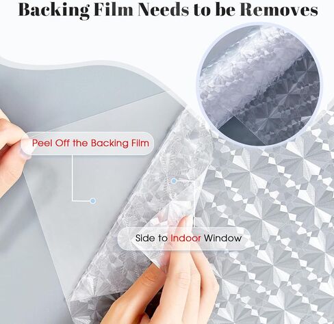 Windimiley Window Privacy Film ، Window Window Window Contains Control UV ، Frosted Rainbow Bathrate Film Diamond 3D Static Static Clings ، Peel and Stick Window Lint for Home (Pure ، 17.5 × 78.7 بوصة) in Kuwait