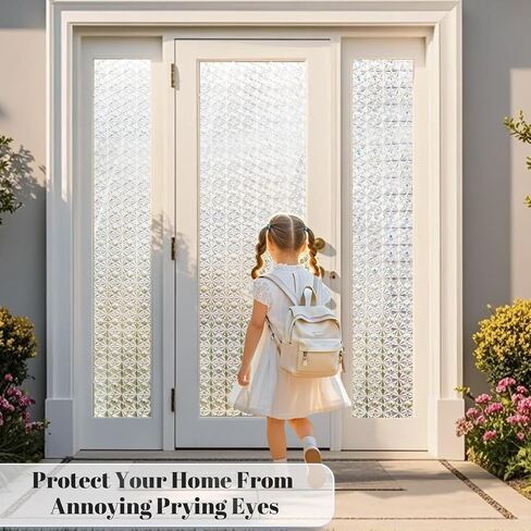 Windimiley Window Privacy Film ، Window Window Window Contains Control UV ، Frosted Rainbow Bathrate Film Diamond 3D Static Static Clings ، Peel and Stick Window Lint for Home (Pure ، 17.5 × 78.7 بوصة) in Kuwait