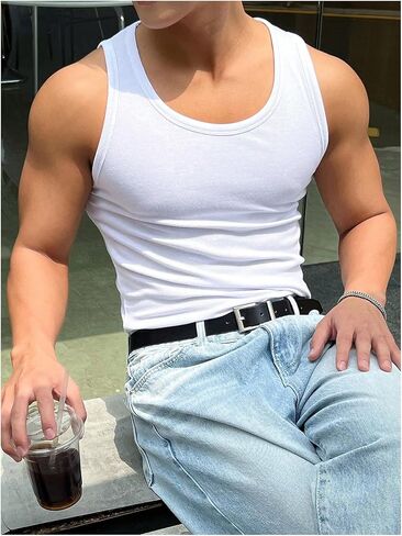 رجال الصيف دبابة أعلى مغرفة رقبة متماسكة تمرين الصالة الرياضية دبابة القمصان بلا أكمام in Kuwait