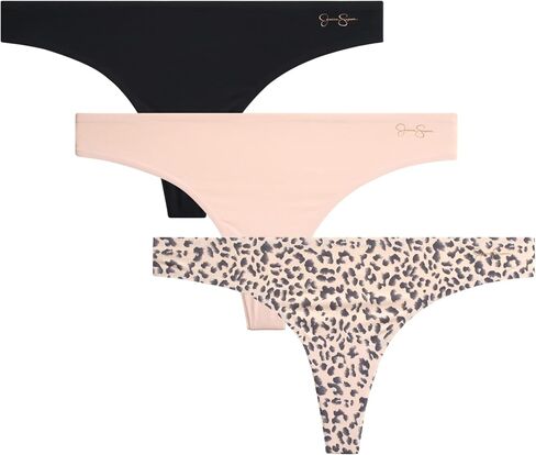 Jessica Simpson Women's Thong Underwear - 3 Pack Microfiber Stretch Lace Panties Soft & Sexy Lingerie for Women in Saudi Arabia